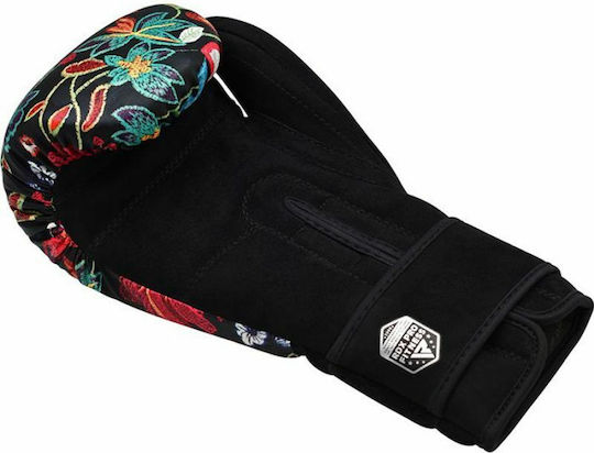 RDX FL3 Floral Boxing Gloves made of Synthetic Leather for Match Black