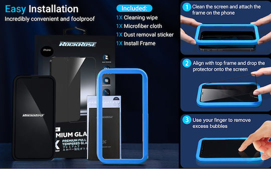 Rockrose Sapphire 2.5D Vollflächig gehärtetes Glas Schwarz (iPhone 13 Pro Max)