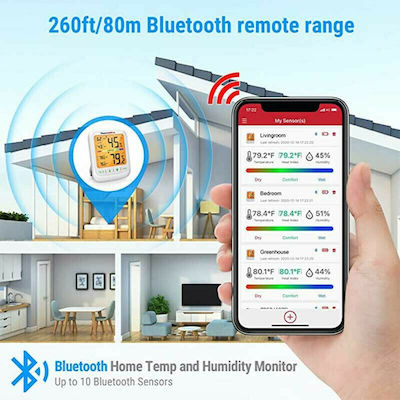 Thermo Pro Ψηφιακό Bluetooth Wireless Humidity Monitor Θερμόμετρo & Υγρασιόμετρo Επιτραπέζιο για Χρήση σε Εσωτερικό Χώρο Ψηφιακό Bluetooth Wireless Humidity Monitor