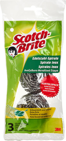 Scotch Brite Spiral Inox Set Küchenschwämme Gerichte Silber 3Stücke