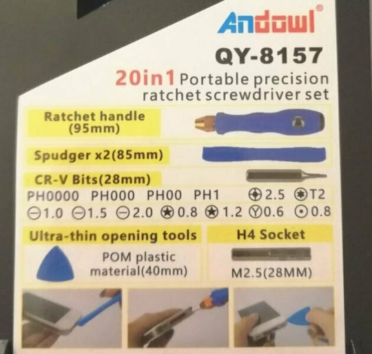 Andowl QY-8157 Schraubenzieher für Mobiltelefon-Reparaturwerkzeuge 20Stück QY-8157