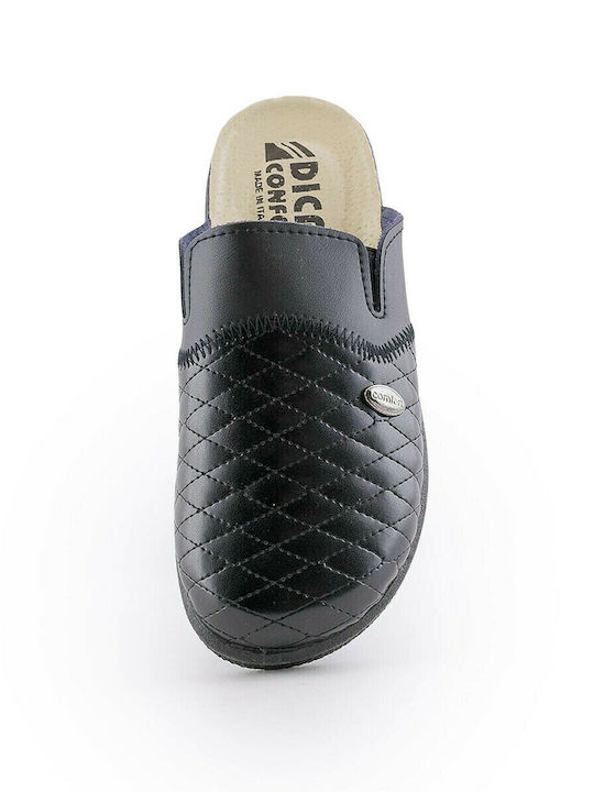 Dicas Damen Leder Anatomisch Clogs Schwarz
