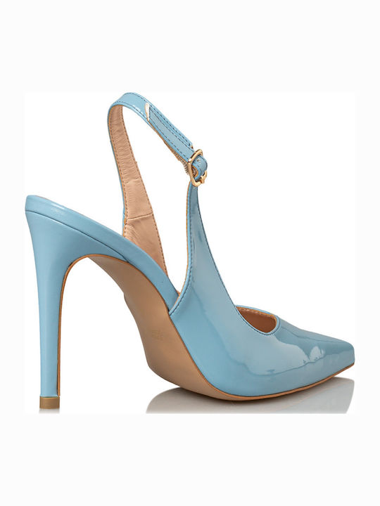 Pumps mit Stiletto-Absatz & Riemchen Hellblau