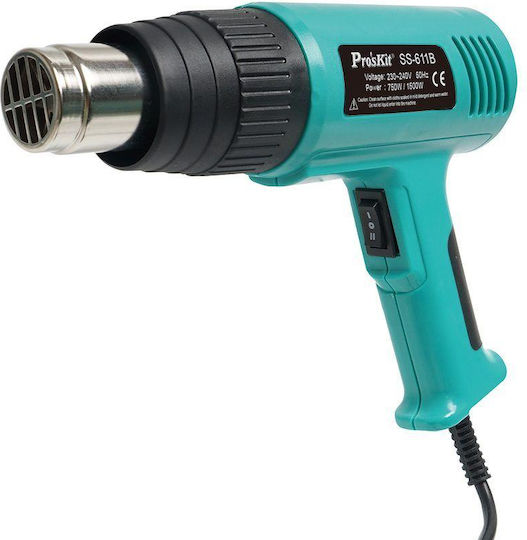 Proskit SS-611B Πιστόλι Θερμού Αέρα 1500W με Ρύθμιση Θερμοκρασίας εως και 500°C