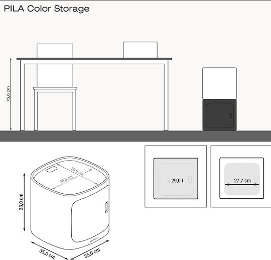 Lechuza Pila Pot Stand Plastic Beige 35cmx35cmx32.5cmcm.