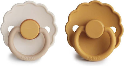 Frigg Pacifiers Rubber Daisy Chamomile Honey - Gold with Case for 6-18 months 2pcs