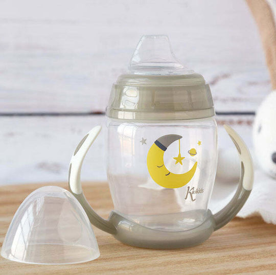 Kiokids Εκπαιδευτικό Μπιμπερό με Λαβές Moon 6m+ Grey 270ml