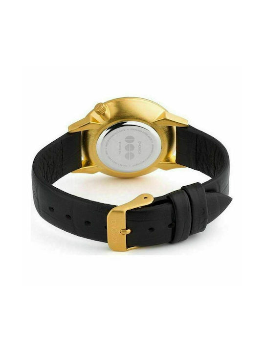 Komono Watch with Black Leather Strap