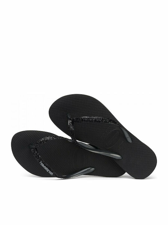 Slim Glitter II Flip Flops In Black Colour