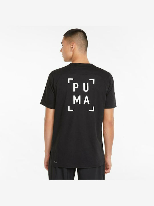 Puma Αθλητικό Ανδρικό T-shirt Μαύρο με Στάμπα