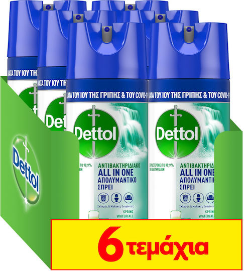 Dettol All In One Καθαριστικό Spray Γενικής Χρήσης με Απολυμαντική Δράση Spring Waterfall 6x400ml