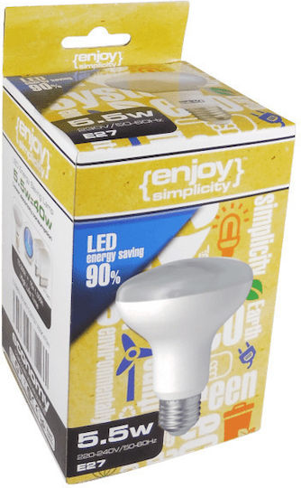 Elvhx Λάμπα LED 4.9W 99mm για Ντουί E27 και Σχήμα R63 Θερμό Λευκό 600lm