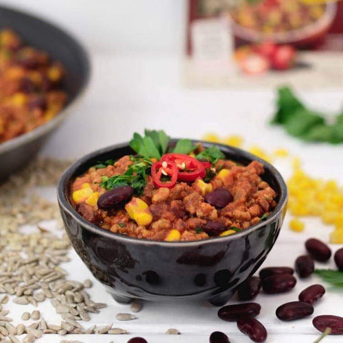 Sunflower Family Biologisch Hackfleisch aus Sonnenblumenkernen mit Chili Con Carne Geschmack 131gr