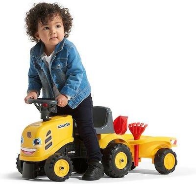 Kids Foot-to-Floor Ride On Tractor with Trailer Komatsu Yellow