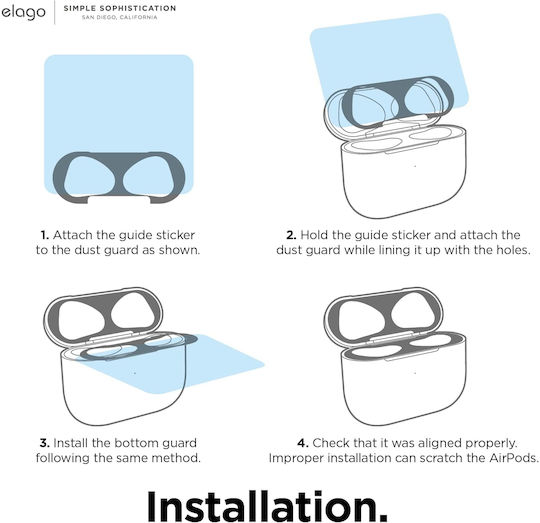 Elago Dust Guard Αυτοκόλλητα σε Χρυσό χρώμα για Apple AirPods 3