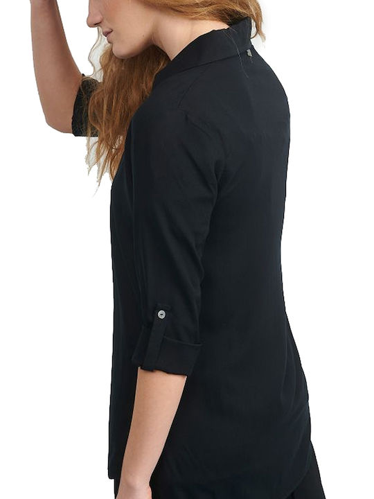 Attrattivo Women's Monochrome Long Sleeve Shirt Black