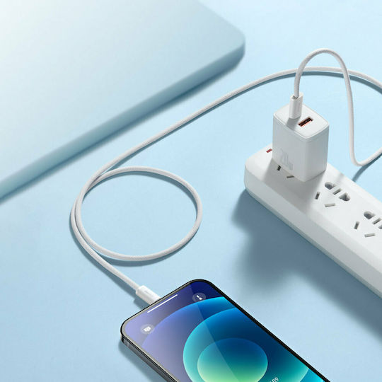 Baseus Dynamic Braided USB-C to Lightning Cable 20W White 2m (CALD000102)