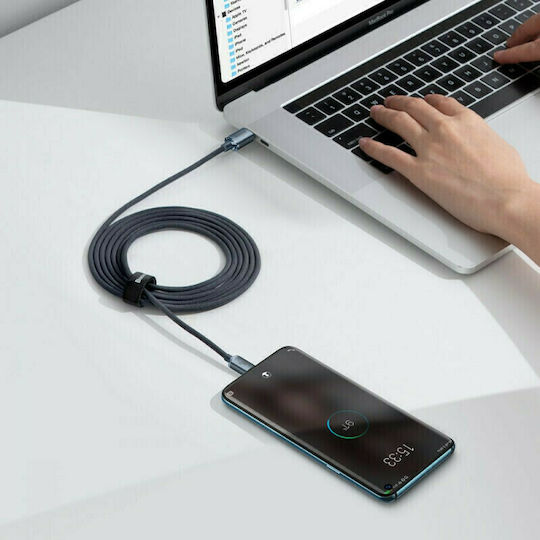 Baseus Crystal Shine Плетен USB 2.0 Кабел USB-C Мъжки - USB-C 100W PD Черен 1.2m CAJY000601