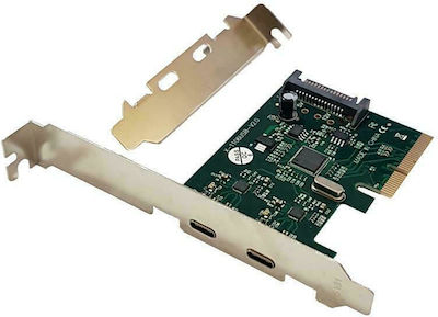 Powertech Κάρτα PCIe σε 2 θύρες Type-C / USB 3.1