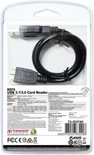Transcend RDF9K2 Card Reader USB 3.1 για SD/microSD