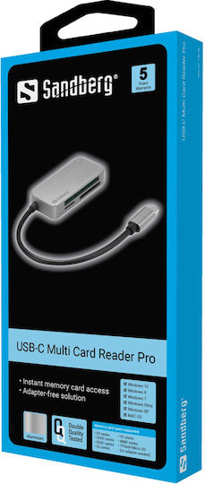 Sandberg Card Reader Type-C για SD/microSD/xD Γκρι