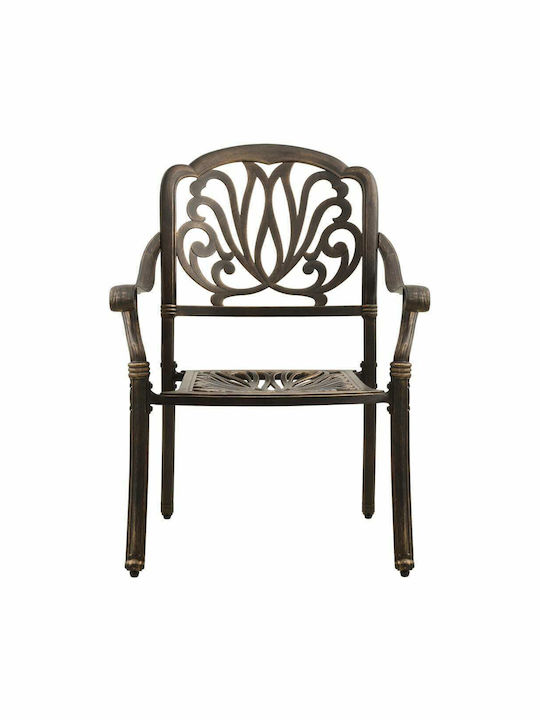Bistro Outdoor Dining Room Set 3 Pieces Bronze with Umbrella Holder