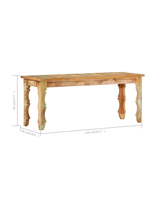 Rectangular Central Coffee Table Made of Solid Brown Wood W110xD35xH45cm