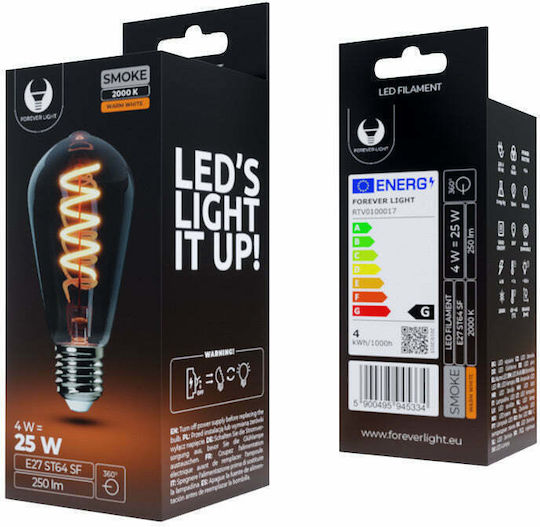 Forever Light LED-Lampe 4W für Fassung E27 und Form ST64 Warmes Weiß 250lm