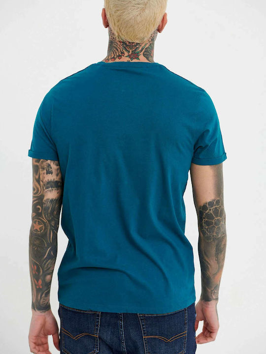 Funky Buddha Herren T-Shirt Kurzarm Blue Coral