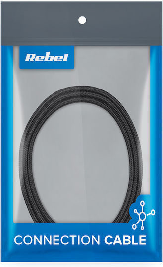 Rebel Braided USB 2.0 Cable USB-C Male - USB-C 18W Black 1m