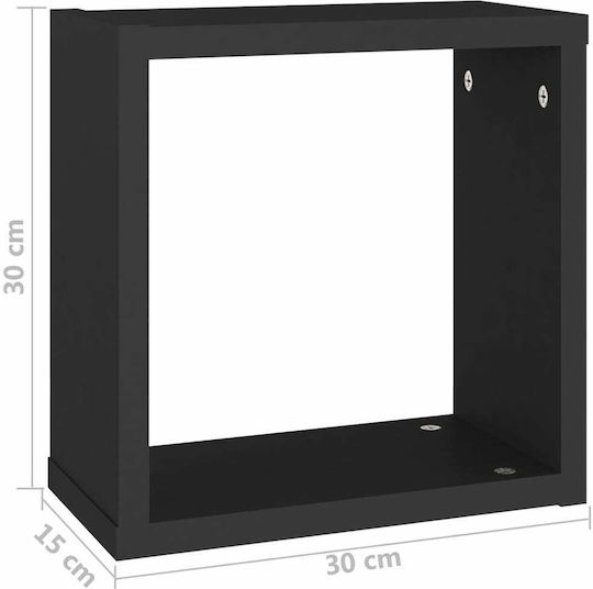 Ράφια Τοίχου Μαύρο 4τμχ 30x15x30εκ.