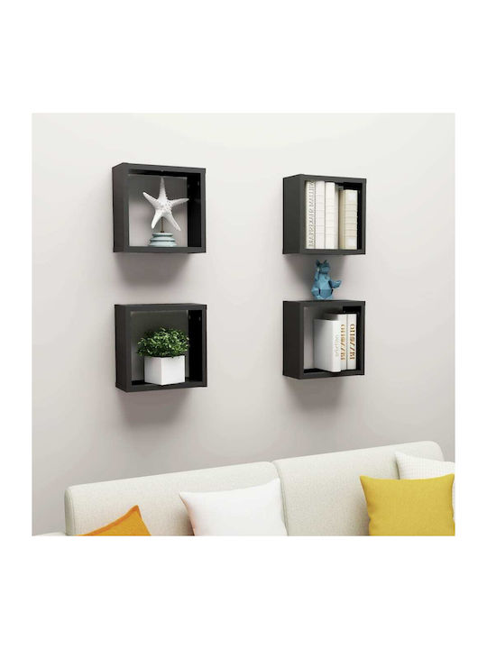 Regale Wand Black Velvet-Black Metal 4Stück 30x15x30cm