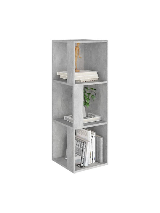 Corner Bookcase Grey Concrete 33x33x100cm