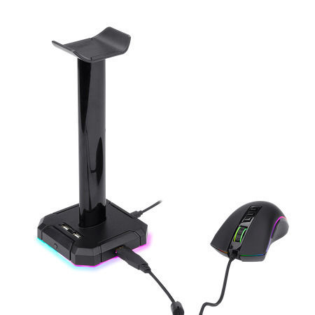 Redragon HA300 Scepter Pro Desktop Headphone Stand with LED Lighting and USB Port Black