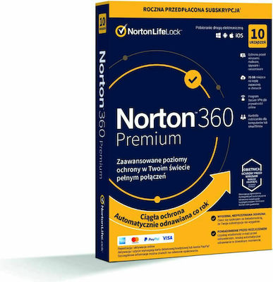 Norton Norton 360 Premium pentru 10 dispozitive și 1 an de utilizare