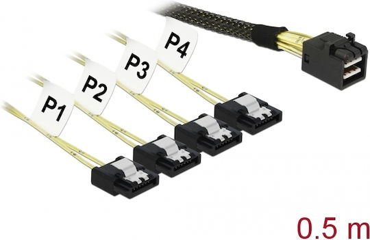 DeLock Mini SAS - 7-Pin SATA III Cable 50cm Μαύρο (83392)
