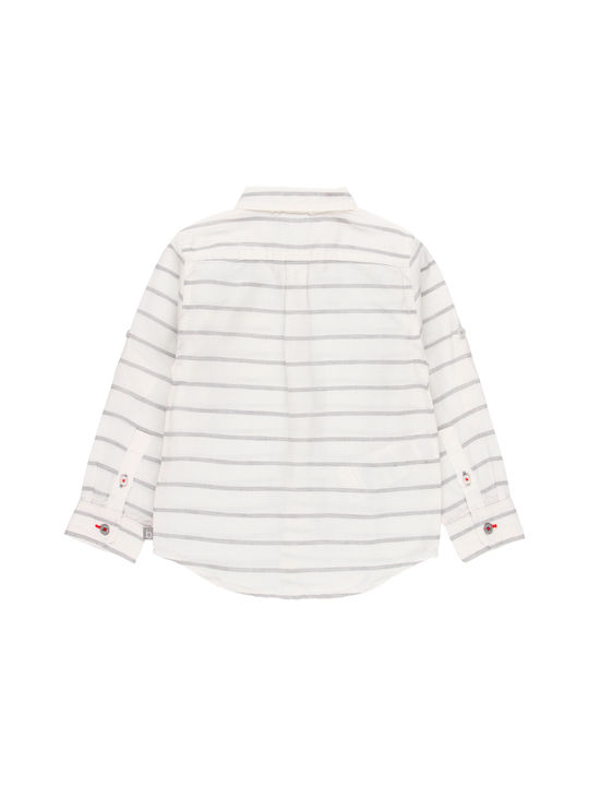 Boboli Kids Striped Linen Shirt White