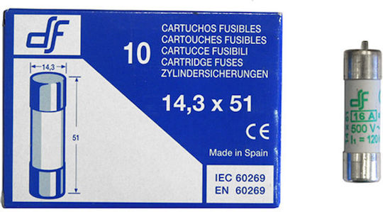 Adeleq Sicherung Zylindrisch Porzellan 14x51mm 16A (88-11689) 1Stück