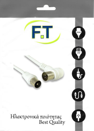 FT Electronics Καλώδιο Κεραίας Coax male - Coax female Λευκό 1.5m (FTT16-210)