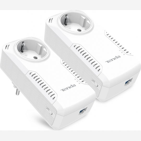 Tenda P1001P Powerline Διπλού Kit για Ενσύρματη Σύνδεση με Passthrough Πρίζα και Θύρα Gigabit Ethernet
