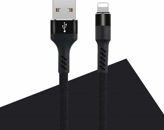 Maxlife MXUC-01 Braided USB-A la Cablu Lightning Negru 1m (MXUC-01LB)