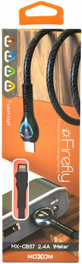Moxom MX-CB57 LED USB to Lightning Cable Μαύρο 1m