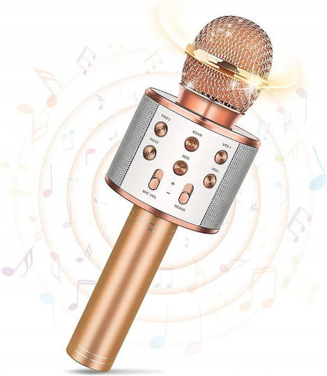WSTER Μικρόφωνο Karaoke Ασύρματο WS-858 WS-858 Ροζ Χρυσό