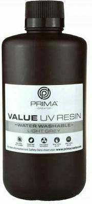 PrimaCreator Value UV Water Washable Resin for 3D Printer Light Grey 500ml (PV-Resin-B405-0500-LG)