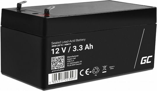 Green Cell Μπαταρία UPS με Χωρητικότητα 3.3Ah και Τάση 12V AGM19