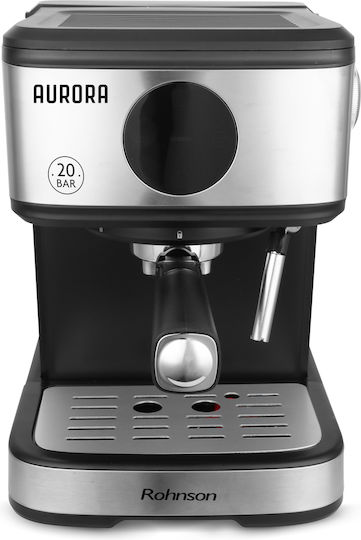 Rohnson Aurora Μηχανή Espresso 850W Πίεσης 20bar Μαύρη