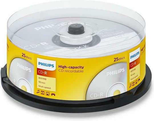 Philips High Capacity Recordable CD-R 40x 800MB Cake Box 25pcs