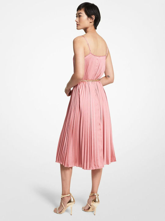 Καλοκαιρινό Midi Βραδινό Φόρεμα Σατέν Dusty Pink