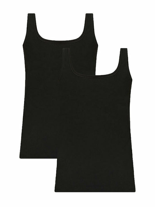 Hugo Boss Women's Sleeveless Cotton T-Shirt Black 2Pack