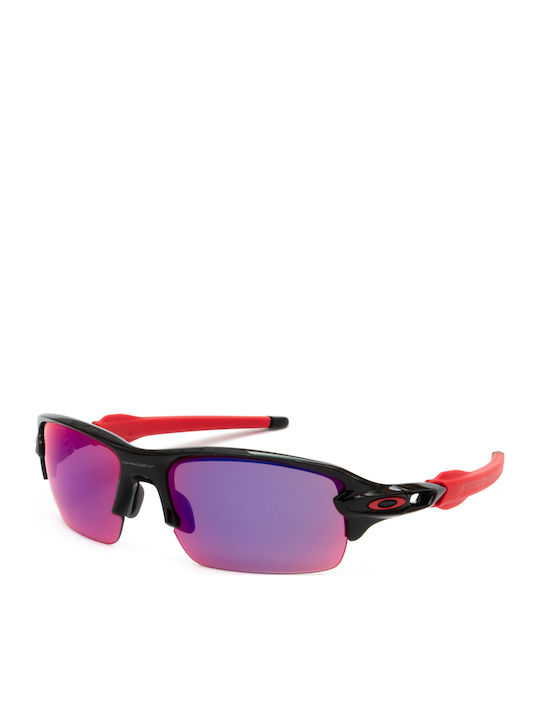 Oakley Flak Xs Αθλητικά Παιδικά Γυαλιά Ηλίου με Καθρέφτη Φακό Μαύρα